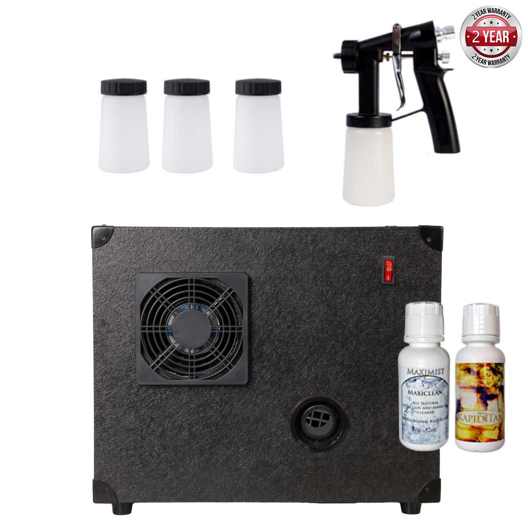 Maximist tanning machine with standard spray gun