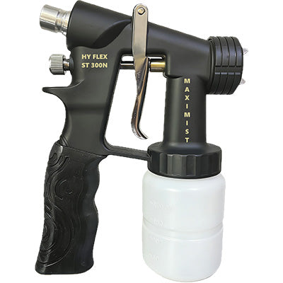 Black flex spray gun with white container on a white background